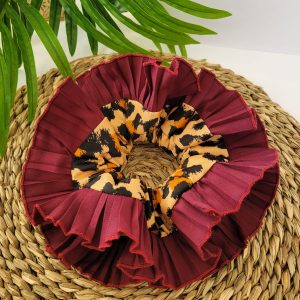 Scrunchie Rumba Doble Print Burdeo