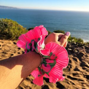 Scrunchie Vuelo Simple Print Verde Rosa